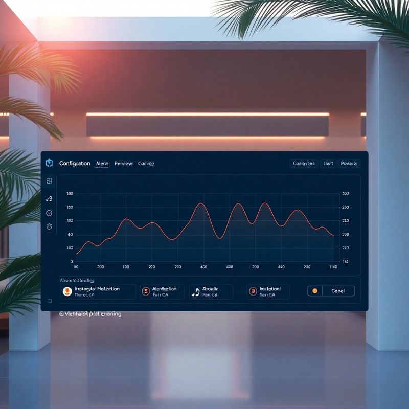 Painel de configuração de alertas com gráfico de detecção de anomalias